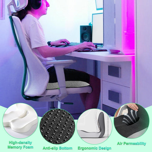 OuYezy Tailbone Buttocks Cushion for Office Chair Memory Foam Seat Pad for Butt Support Relief Ergonomic Chair Cushion