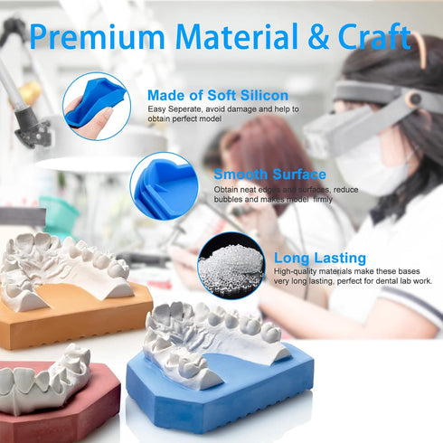 6 Pcs Dental Base Former Kit, Color Blue, Dental Lab Model Base Set, Plaster Mold Base Former