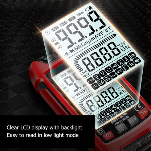 Digital Multimeter, DC AC Voltmeter, High Accuracy Tester Kit, Backlight LCD Display, Test Leads