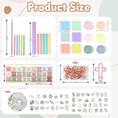 Bible Study Supplies, Bible Tabs and Highlighter Set with Ballpoint Pen, Transparent Sticky Notes, Christian Gifts