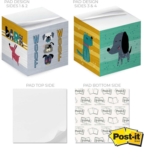 Whimsical Dogs Sticky Note Cube / 600 Sheets / 2.75" Memo Block / Dog Lover Note Cube / Made in USA / Different Canine