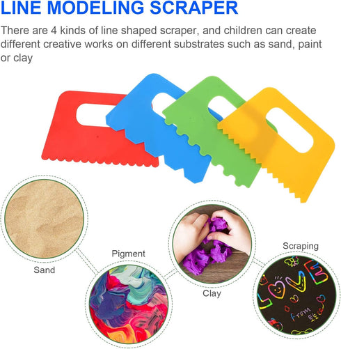 Plastic Paint Scraper, Putty Knife, Spackle Tool, 4 Pcs Plastic Putty Knife Scraper for Art