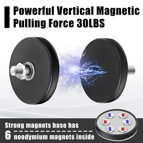 12Pack M6 AHIER Rubber Coated Magnets, Neodymium Magnet Base with Threaded Studs, Non-Slip Strong Mounting Stud Magnet