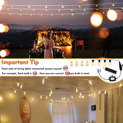 120W(Max) Dimmer 100FT Remote Timer Function Plug in for All Outdoor String Lights, Patio Lights, Led Lamp, Lamp