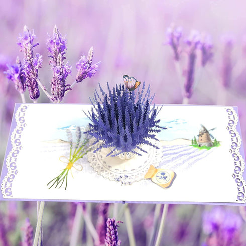 CUTE POPUP Enchanting Lavender Pop Up Card, Mesmerizing Purple Flower Design for Birthdays, Anniversaries, Mother's Day