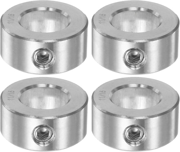 HARFINGTON 4pcs Shaft Collar, 11/16" Bore 304 Stainless Steel Set Screw for Wheel Barrow Axle, Gearbox Assemblies