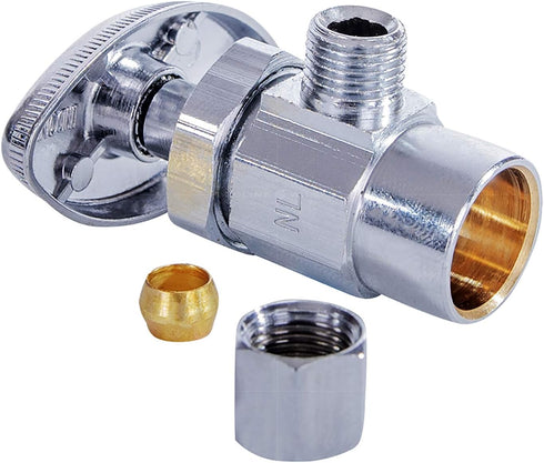 Everflow Supplies 71212PR-NL 1/2 X 3/8" CHROME PLATED No Lead BOXED ANGLE STOP VALVE