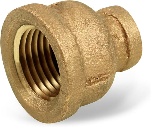 Supply Giant CSSD0340 3/4'' x 1/4' Reducing Coupling with Female National Pipe Taper Threaded Ends, Brass Construction
