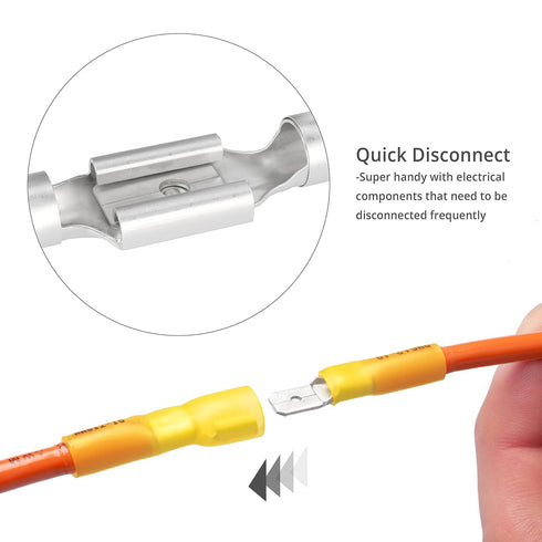 Wirefy 250 PCS Heat Shrink Spade Connector Kit - Male & Female Spade Wire Connectors, 22-10 Gauge