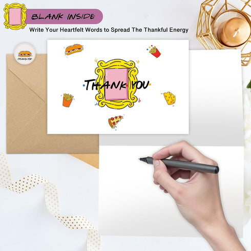 Tbwoet 48 Pack 4 6 Friend Funny Thank You Cards Wtih Envelopes & Stickers, Funny Greeting Note Blank Cards