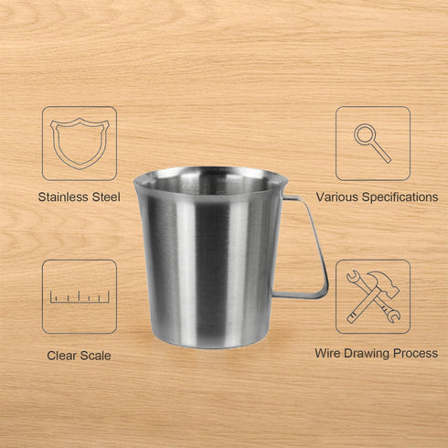 Heyiarbeit 24 Ounce Measuring Cup with Handle, 304 Stainless Steel Graduated Beaker, 700ml