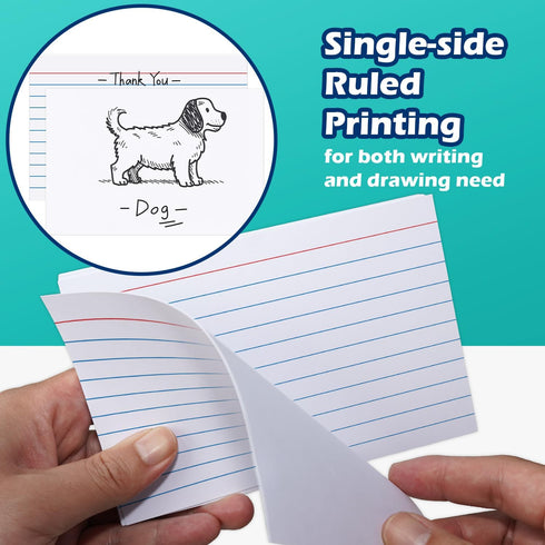 Olivo 4x6 4" 6", 100 Count, 220 Index Cards Lined Ruled Flash Note Cards x White, GSM Heavy Weight
