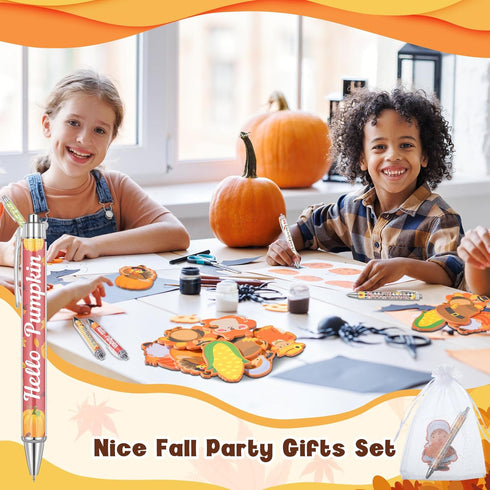 Zhanmai 30 Set Fall Party Gifts, Thanksgiving Day Ballpoint Pens, Autumn Sticky Notes, and Organza Bags
