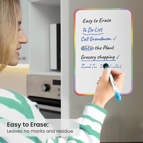 Magnetic Dry Erase Board Sheet for Fridge, 12"x8" Small White Board Organizer with Eraser and Markers