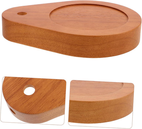 Cabilock Natural Solid Wood Drop-shaped Lamp Base for Desk Light Elegant Nightstand Holder for Home Decor and Office