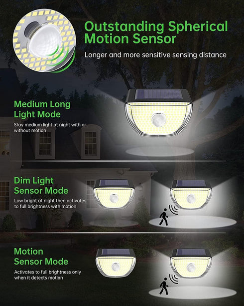 3 200 IP65 6 Pack Solar Lights Outdoor, Motion Sensor Solar Wall Lights with Lighting Modes, LED Outdoor Solar Lights