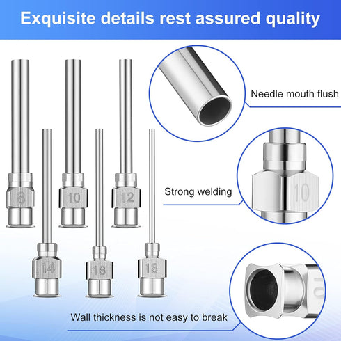 24 Pieces Dispensing Needle, 1 Inch Stainless Steel Blunt Tip Luer Connector Blunt Needles (8, 10, 12, 14, 16, 18 Gauge)