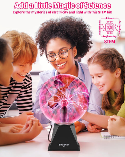 8 Inch Theefun Plasma Ball: Huge Plasma Globe Birthday Gifts Touch & Sound Sensitive Ball Lamp Electric Lightning