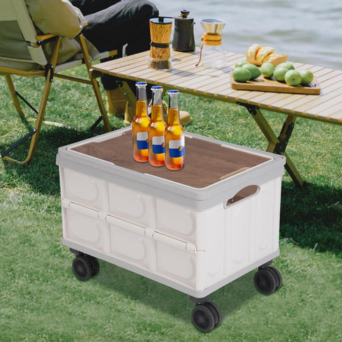 Offices,14.53 Folding Utility Rolling Cart, Portable Shopping Handcart, Collapsible Cart with Wheels for Camping