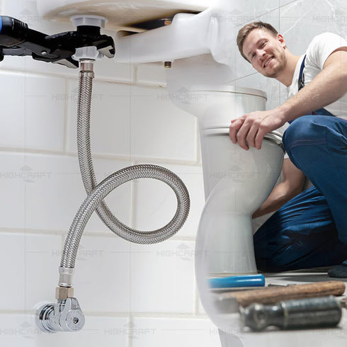 27416-NL-2 Toilet Connector, 16 Inch Braided Stainless Steel Hose, 3/8 Compression x 7/8 Female Ballcock Nut