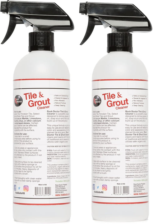 Pack 2 Rock Doctor Natural Tile and Grout Cleaner, Remove Stains Dirt, Oil, and Soap Scum, Heavy Duty Non-Abrasive Tile
