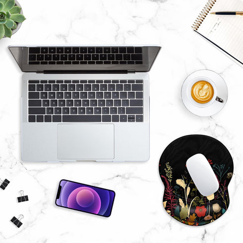 ITNRSIIET Ergonomic Mouse Pad with Gel Wrist Support, Non-Slip PU Base, 8.7 x 7.2 in, Pretty Flowers