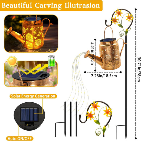 Solar Lights Outdoor Waterproof, Sunflower Solar Watering Can Lights with Shepherd Hook, Birthday Gifts for Mom Grandma
