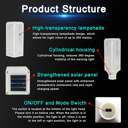 2 4 Pack 30 Inches Aolyty Solar Lights Outdoor, Waterproof Driveway Markers Reflective, Warning Flash Light