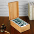 MaxGear Bamboo Index Card Holder, 3 x 5 Inch Organizer with 4 Dividers, Holds 600 Cards