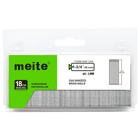 meite 18 Gauge Brad Nails, 1-3/4 Inch Galvanized Small Finishing Nails for Pneumatic, Electric Brad Nailer Gun
