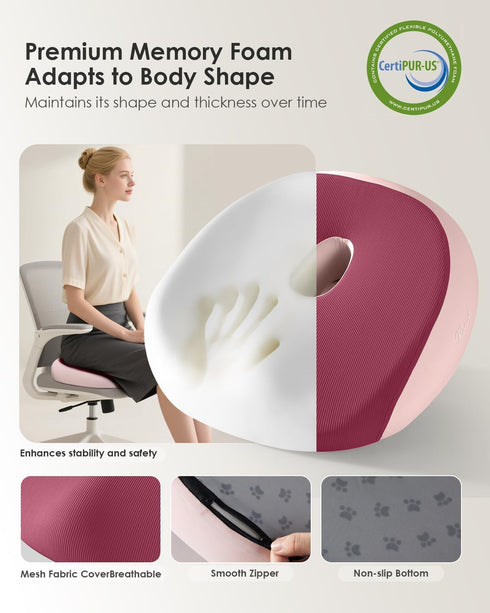 FLORICH Seat Cushion, Memory Foam Cushion for Office Chair, Ergonomic Office Seat Chair Cushion for Relieving Sciatica