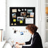 Double-Sided Black Cork Board with Linen, 24" x 18" Wood Framed Bulletin Board with 20 Pushpins