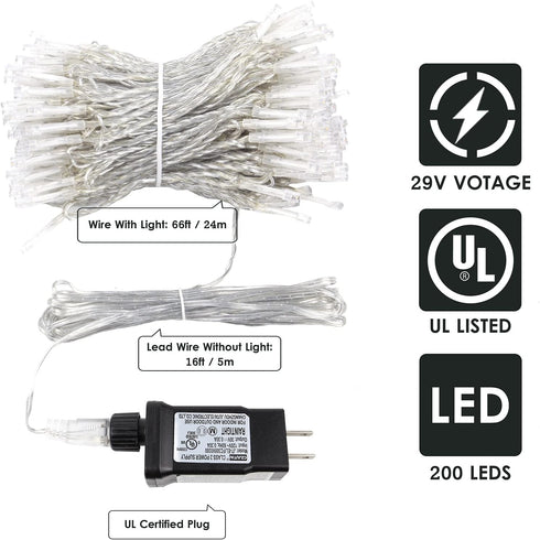 200 66FT 13 Connectable LED Christmas Lights Indoor Outdoor with Timer, Modes Multicolor String Lights Waterproof
