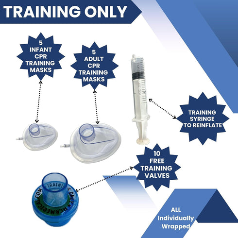 Pack 5 5 Combo of CPR Training Masks, Adult & Infant with Valves, MCR Medical