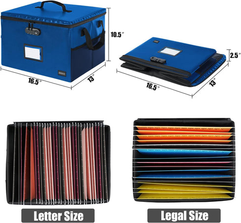 DEEGO Fireproof Document Box, Water-Resistant File Organizer Box with Lock, Portable Document Safe for Home Office