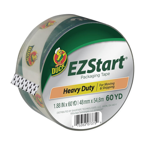 Duck EZ Start Clear Packing Tape Refill, 1.88 Inch x 60 Yards, Quiet Easy Start for Boxes, Shipping