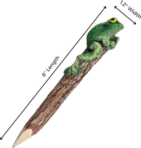 Frog Pencil, Wooden Hand Carved Animal, Cute Amphibians, Set of 2 Unique Handmade Pencils