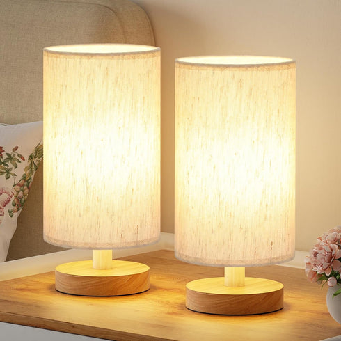 Fenmzee Small Lamps Set of 2 - Inline Control, Bedside Table Lamp