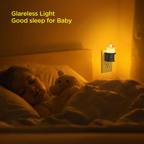 2-in-1 (1 Pack) 1 Pack) Plug in Night Light - Dual Mode: Sensor & Remote Control - Modern Farmhouse Black Candle Wall