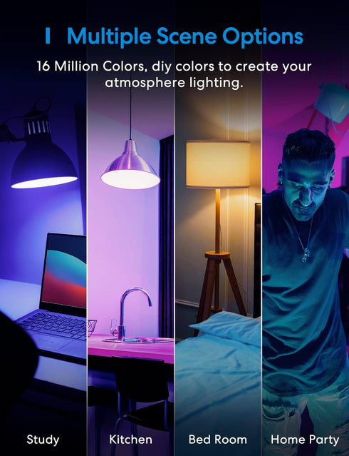meross Smart Light Bulb BR30 Flood WiFi LED Bulbs Dimmable E26 Multicolor 2700K-6500K RGBCW Compatible with Apple