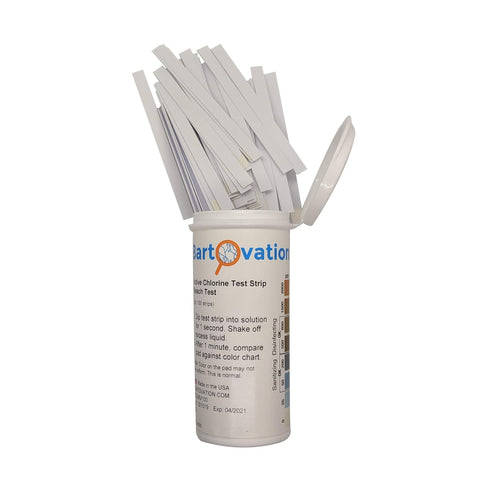 100 PK Plastic Active Chlorine Bleach Test Strip, High Level Up to 2000ppm for Sanitizers & Disinfectants