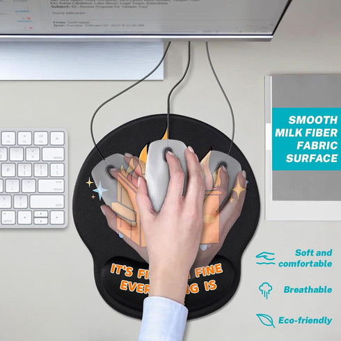 Cute Funny Ergonomic Mouse Pad with Wrist Support, Dumpster on Fire Gel Mousepad for Comfortable Work