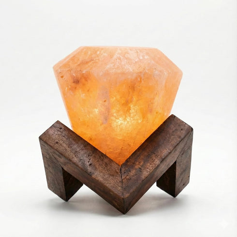 Generic Himalayan Salt Lamp Diamond Shape Hand-Carved Pink Rock Salt Light with Dimmer,