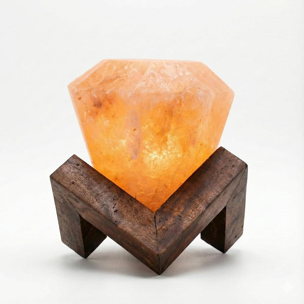 Generic Himalayan Salt Lamp Diamond Shape Hand-Carved Pink Rock Salt Light with Dimmer,