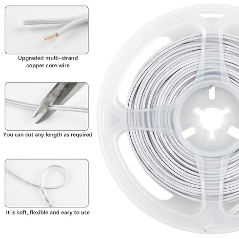RGBZONE 10pcs 2-Pin 8mm LED Strip to Wire Connectors and 10m/32.8ft 2 Pin Extension Wire for Single Color LED Strip