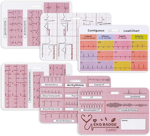 EKG Badge Card Nursing Reference Interpretation ECG Ruler Measurement Cardiac, Cheat Sheet Nurse Accessories