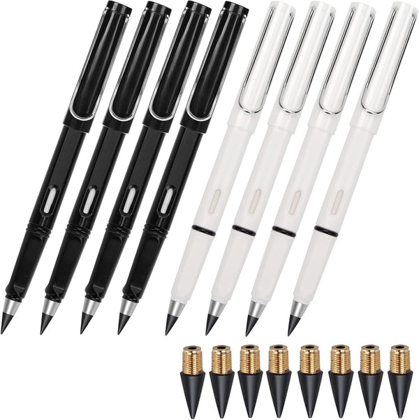 Everlasting Inkless Pencil Set, 8Pcs with Eraser and 8 Pcs Replaceable Nibs