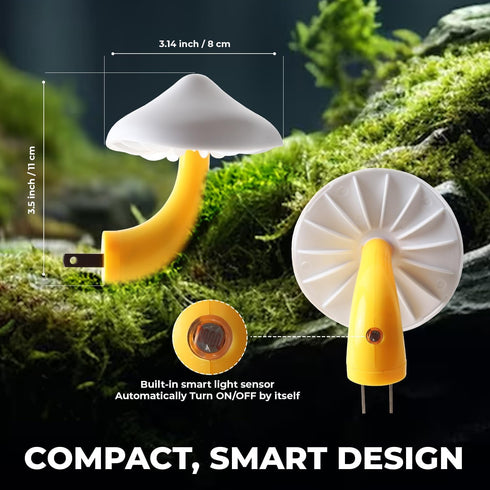 SATONA Mushroom Night Light, Night Light Plug in Wall Lamps for Bedroom with Auto Light Sensor, for Kids Room