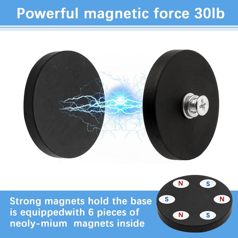 QUYLIXX 10Pcs 30LBS M5 1.69 Inch Rubber Coated Anti-Scratch Mounting Magnets, Neodymium Magnet Base with Threaded