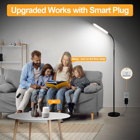 18W 1800LM Dimmable marctronic Floor Lamp, Super Bright LED Floor Lamp with Remote & Works with Smart Plug, Timing Eye